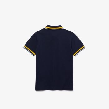 Lacoste Contrast Detail Cotton Piqué Polo - Polo Dětské Tmavě Blankyt Blankyt / Bílé | CZ-hNhUaN